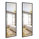 Amazon Brand - Eono Großer Spiegel 36x122cm 2 Stück Wandspiegel Ganzkörperspiegel mit schwarzem Rahmen für Wohnzimmer Badezimmer Flur und Ankleideraum
