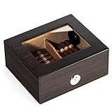 N  A Zigarren-Humidor, große Luftbefeuchterbox mit Hygrometer und Luftbefeuchter, Aufbewahrungsbehälter aus Holz - für 50 Zigarren