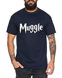 Muggle Herren T-Shirt Potter Zauber Magie Schule Harry, Farbe:Dunkelblau, Größe:L