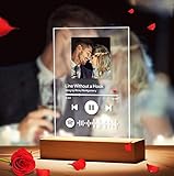 Spotify Plakette Personalisiertes Foto Acryl Lied Album Deckel, Musikteller mit Nacht Hell Base Glaskunst Hund Teller Schilder Weihnachten Geschenk