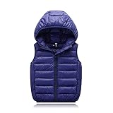 IQYU Kind Kinder Kleinkind Baby Ärmellos Winter Solide Mäntel Kapuzenjacke Weste Oberbekleidung Outfits Kleidung Jacken Jungs Winter (Navy, 12-15 Years)