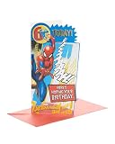 UK Greetings Marvel Geburtstagskarte zum 6. Geburtstag für Ihn/Jungen mit Umschlag, Abzeichen-Design – mit Spider-Man, 121 x 229