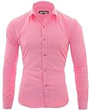 GILLSONZ H100 Herren Klassische Office Hemd Slim Fit Business Lange arm Hemden (4XL, Pink)