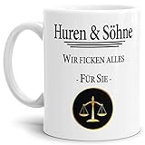 Anwalt-Tasse 'Huren & Söhne' Beruf/Recht/Lustig/Spruch/Geschenk-Idee/Justiz/Weiss
