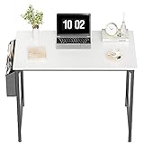 CubiCubi Computertisch 101,6 cm (40 Zoll) Arbeitszimmer Schreibtisch für Home Office, moderner einfacher Stil, PC-Schreibtisch, schwarzer Metallrahmen, weiß