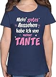 Statement Sprüche Kinder - Mein gutes Aussehen Tante Mädchen - 104 (3/4 Jahre) - Dunkelblau Meliert - Tshirt Kinder sprüche mädchen - F131K - Mädchen Kinder T-Shirt