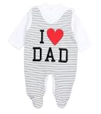 TupTam Unisex Baby Strampler Set Spruch Mamas & Papas Schatz, Farbe: I love Dad Streifen Grau, Größe: 56