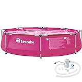 TecTake 800580 Swimming Pool, Leichter Auf- und Abbau, robuste und Starke Folie (Pink | Ø 300 cm)