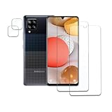 Schutzfolie für Samsung Galaxy A42 5G, 2 x Gehärtetes Glas Displayschutz und 2 x Kameraschutz, Panzer Schutz Glas, HD Displayschutzfolie, 9H Härte, Hat Keinen Einfluss auf die Hülle,