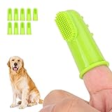 Cyrank 10 Stück Hundezahnbürste, Hundefingerzahnbürste Hundezahnreinigungswerkzeug für Hunde Katzen Einfache Zahnreinigung(Grün)