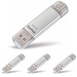 Hama 32GB USB-Speicherstick mit USB 3.0&USB 3.1-Type-C (2-in-1 USB-Stick, z.B. für Android Handy, Tablet, Computer, Notebook, MacBook, OTG, 40MB/s) USB-Typ-C Handy-Stick, Doppel Memory-Stick Silb