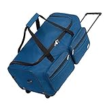 Deuba XL Reisetasche 85L Trolleyfunktion Teleskopgriff Blau | Duffle Bag Sporttasche Reisegepäck Gepäcktasche