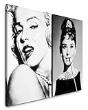 Paul Sinus Art Leinwandbilder 2 Stück je 40x60cm Portrait Marilyn Monroe Audrey Hepburn