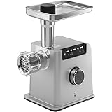 WMF Profi Plus Fleischwolf elektrisch, Wurstfüllmaschine, Rücklauf, 3 Lochscheiben, Kebbe- und Spritzgebäck-Aufsatz, 2200W Blockierleistung, 350W