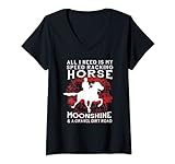 Damen Alles was ich brauche ist mein Speed Racking Horse und Moonshine T-Shirt mit V-Ausschnitt