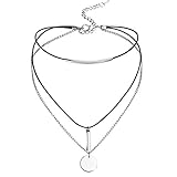 Daesar Tattoo Choker Halskette Multilayer mit Anhänger Zylinder, Velvet Tattoo Kette Choker Halsband Damen Velvet Halskette Collier Schwarz 31.8CM (+8cm Verlängern)