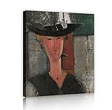GUANMING Amedeo Modigliani Madame Pompadour Expressionismus Leinwandbilder Porträtmalerei Berühmte Malerei Wandkunst für Wohnzimmer Dekor 84x70cm Innenrahmen