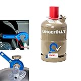 CAGO 5 kg Propan-Gas-Flasche Camping Grill Gasflasche Neu leer INKL Gasregler-Schlüssel mit Magnet