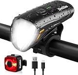 Deilin Upgraded LED Fahrradlicht Set, StVZO Zugelassen Fahrradlampe, Zugelassen USB Aufladbar Fahrradbeleuchtung, IPX5 Wasserdicht Fahrradlicht Vorne Frontlicht& Rücklicht S