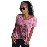 Yakuza Damen Flower Style Dye V-Neck T-Shirt, Orchid Pink, XL