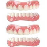 Sofort Zähne Aufkleber Zahnprothese Provisorischer Naturton Oberkiefer ​und Unterkiefer Perfektes lächeln Zähne Prothese Furnier Reparieren Sie schnell Ihre Zahn und Lächeln,01,2PCS