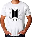 BTS Bangtan Boys Signatures Autograph Men's T-Shirt White T-Shirts & Hemden(Medium)