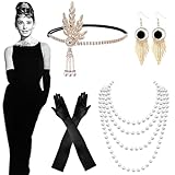 20er Jahre Accessoires Kostüm Flapper Set, 1920er, Damen Halloween Kleid Große Gatsby Kostüm Retro Stirnband Inspiriert, für Halloween Weihnachten Neujahr Mehrweg