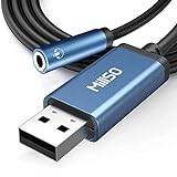 MillSO USB Klinke Adapter 3.5 mm TRRS Klinke Buchse auf USB (Audio und Mikrofon) Externe USB Soundkarte für PS4 Laptop Computer Kopfhörer USB Headset Adapter- 100 cm