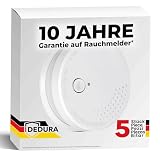 Rauchmelder 5er Set - 10 Jahre Garantie mit 9V Batterie austauschbar - nach DIN EN14604 von BSI zertifizierter Feuermelder, Rauchwarnmelder und B