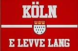 U24 Aufnäher Köln e Leve lang rot Fahne Flagge Aufbügler Patch 9 x 6 cm