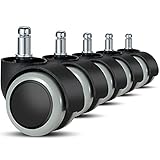 bürostuhl rollen(5er Set) - 11 MM /22 MM Ersatz-hartbodenrollen für Gaming-Stühle, Drehstühle, rollen für bürostühle zum Schutz des Bodens, ideal für Parkett-, Laminat-, Fliesen- und Steinböden, G
