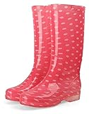 HUILUN Gummi-Regenstiefel Frauen Candy- farbige wasserdichte Regenstiefel rutschfeste verschleißfeste Regenstiefel Wasserdicht Regenstiefel (Color : Pink Dots, Size : 40)