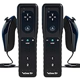 TechKen Controller für Wii mit Motion Plus und Wii Nunchuck Controller Wii Fernbedienung Nunchuk Kontroller Wii Vernbedinung Remote Plus Controller Ersatz für Wii/WiiU Konsole mit Silikonhülle Armband