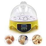 MUYIRTED Brutmaschine 7 Eier, Digital LED Display Inkubator Hühner Brutautomat, Brutkasten für Huhn Ente Wachtel Reptilien Schildkröten Vogel, Einstellbare Temperatur