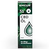 Emcur® Kosmetisches Mundöl Pur 5% (5 ml) | zur Pflege des Mundraumes | Zur Pflege des Mundraumes | Bio-Hanfsamenöl | MCT-Öl | vegan | mildnussige Hanfnote