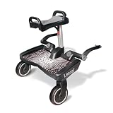 Lascal BuggyBoard Maxi+, Kinderbuggy Trittbrett mit großer Stehfläche und Saddle, Kinderwagen Zubehör für Kinder von 2-6 Jahren (22 kg), kompatibel mit fast jedem Buggy und Kinderwagen, schw
