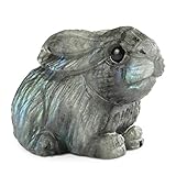 Artistone Labradorit Kristallhase Statue 5,1 cm handgeschnitzte Kaninchenstatue Tierschnitzfiguren Taschenheilsteine für Zuhause Büro Dekoration