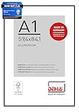 DEHA Design Bilderrahmen, 59,4 x 84,1 cm (A1), Aluminium, Schwarz matt, Posterrahmen zum Aufhängen im Hoch- & Querformat, bruchsicheres Kunstglas, Trib