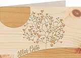 myZirbe Holzkarte - Alles Gute - Baum mit Herzen - 100% handmade in Österreich - Postkarte, Geschenkkarte, Grußkarte, Klappkarte, Karte, Einladung, Holzart:Zirbe