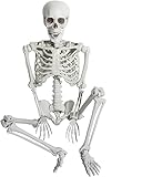 AOFOX 165cm Halloween Lebensgröße Skelett Ganzkörper menschliche Knochen mit beweglichen Gelenken für Party Requisite Gruselfriedhof Spukhaus Rasenhof Dekor