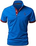 LIUPMWE Poloshirt Herren Kurzarm Baumwolle Einfarbig Basic Golf T-Shirt Giraffe Stickerei Polohemd Sommer,Blau 1+Red,L
