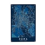 artboxONE Metall-Poster 20x30 cm Städte/Rom Rome als Stadtplan von Künstler Webwald