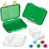 My Vesperbox – Bento Box Kinder - Lunchbox mit 4+2 Fächern - extrem robust – Brotdose – Brotbox ideal für Kindergarten und Schule… (Grün)