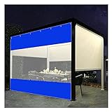 ASPZQ Vinylvorhang Im Freien, Regenschutzvorhang Klar+blau Regendicht Staubdicht, Terrassenplanen-Plane for Pergola Veranda Pavillon, 47 Größen (Size : 1.9x2.2m)