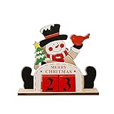 SM SunniMix Weihnachten Adventskalender Handgemachte Ornamente Geschenk Dekoration Display Blöcke Tisch Tischkalender für Weihnachten Weihnachten Huhn - Schneemann