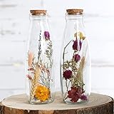 comforder Trockenblumen im Glas mit Korken 2er Set, getrocknete Blumen-Deko in Glasflasche, (groß/bunt)
