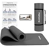 MSPORTS Gymnastikmatte Premium inkl. Tragegurt + Übungsposter + Workout App I Hautfreundliche Fitnessmatte 190 x 80 x 1,5 cm - Anthrazit - Phthalatfreie Yogamatte