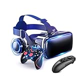 VR Headset für Smartphone, VR Virtual Reality Brille Handy mit Bluetooth Fernbedienung für 3D Film Spiele für iPhone 13 Pro Max/12/11/Xs für Samsung S22/S21/S20/S10/Plus Android 4.7-6.5in