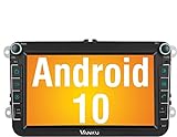 Vanku Android 10 Autoradio für VW Radio mit Navi 16GB Europakarten Eingebautes DAB + Modul Unterstützt Bluetooth 5.0 WiFi 4G Android Auto USB MicroSD 8 Zoll Bildschirm