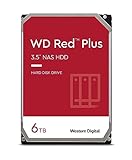 WD Red Plus interne Festplatte NAS 6 TB (3,5'', Datenübertragung bis 185 MB/s, Workload 180 TB/Jahr, 5.640 U/min, 128 MB Cache, 8 Bays) Rot